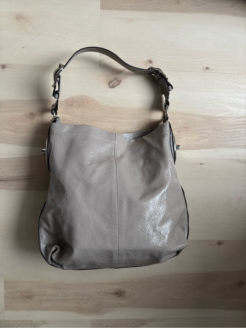 Coach Soft Leather Shoulder Bag - Taupe Gray